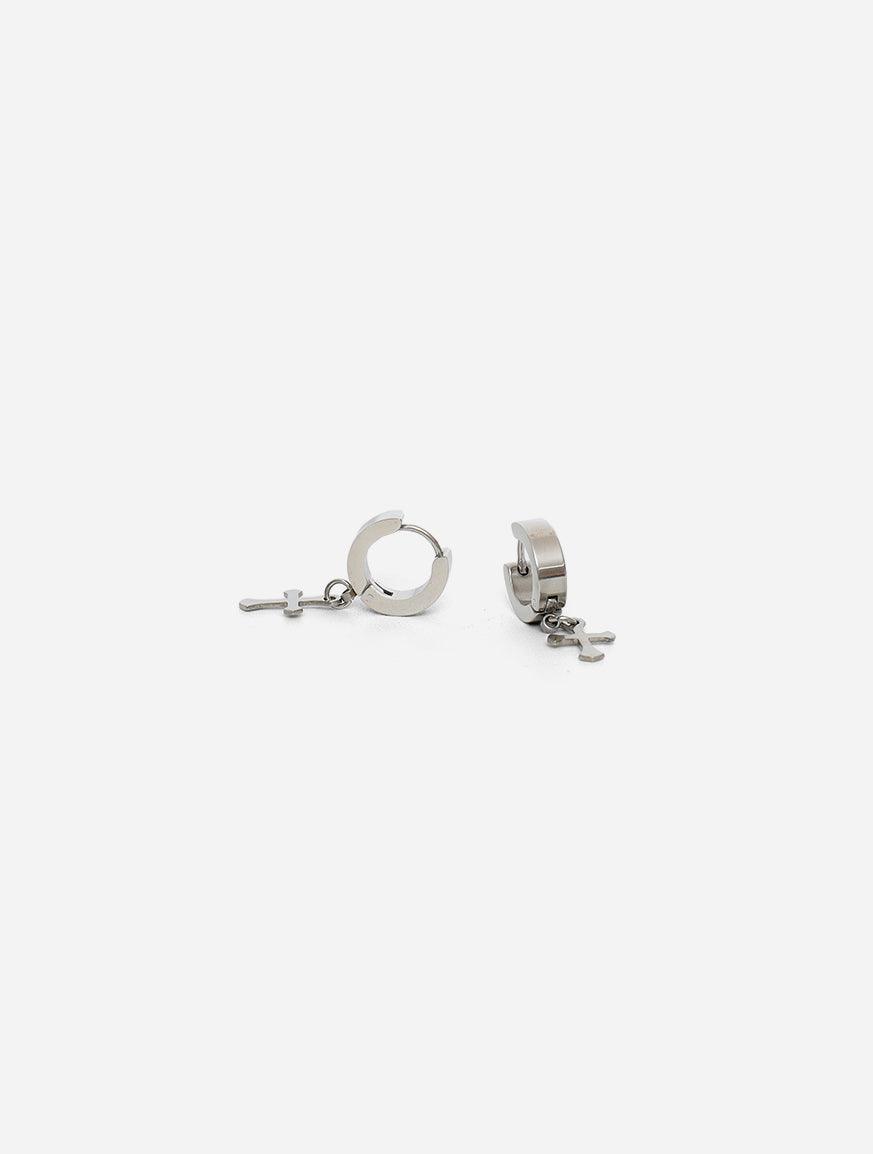 Gracias Dios Templar knights cross Silver Hoop earrings - Challenger Streetwear