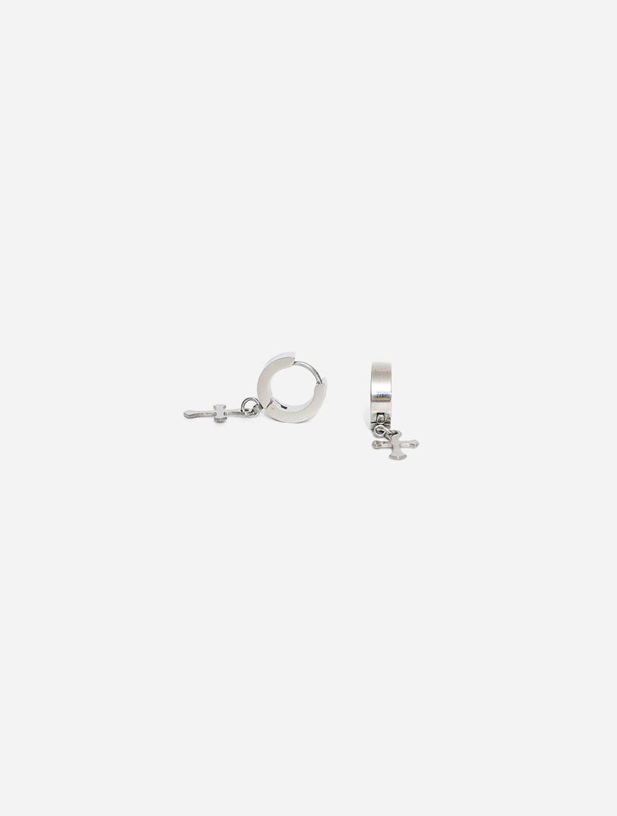 Gracias Dios Templar knights cross Silver Hoop earrings - Challenger Streetwear