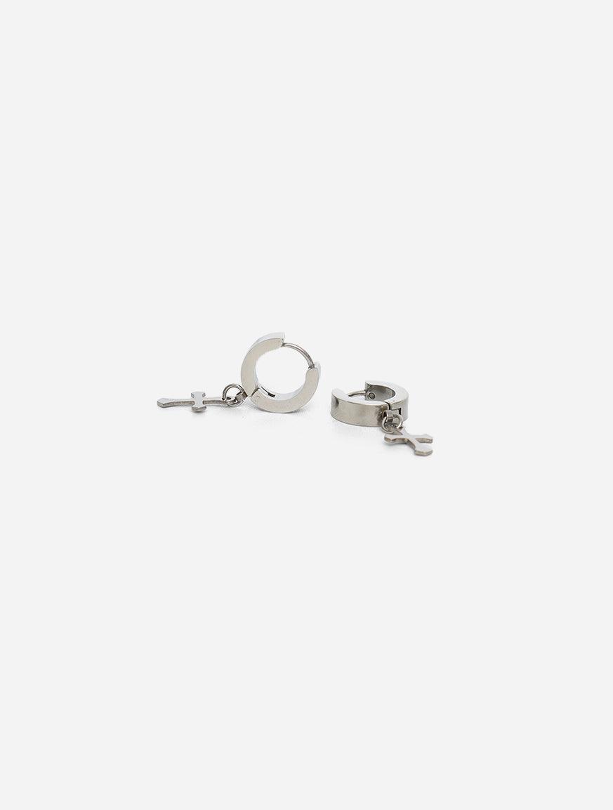 Gracias Dios Templar knights cross Silver Hoop earrings - Challenger Streetwear