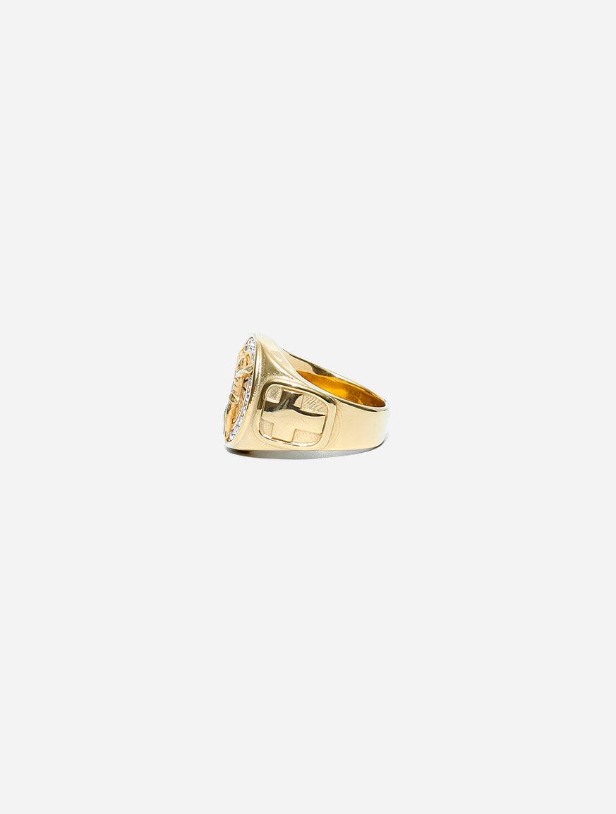 Gracias Dios zircon cubic Cross Ring - Challenger Streetwear