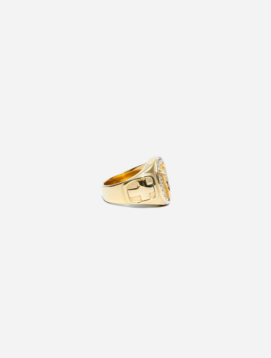 Gracias Dios zircon cubic Cross Ring - Challenger Streetwear